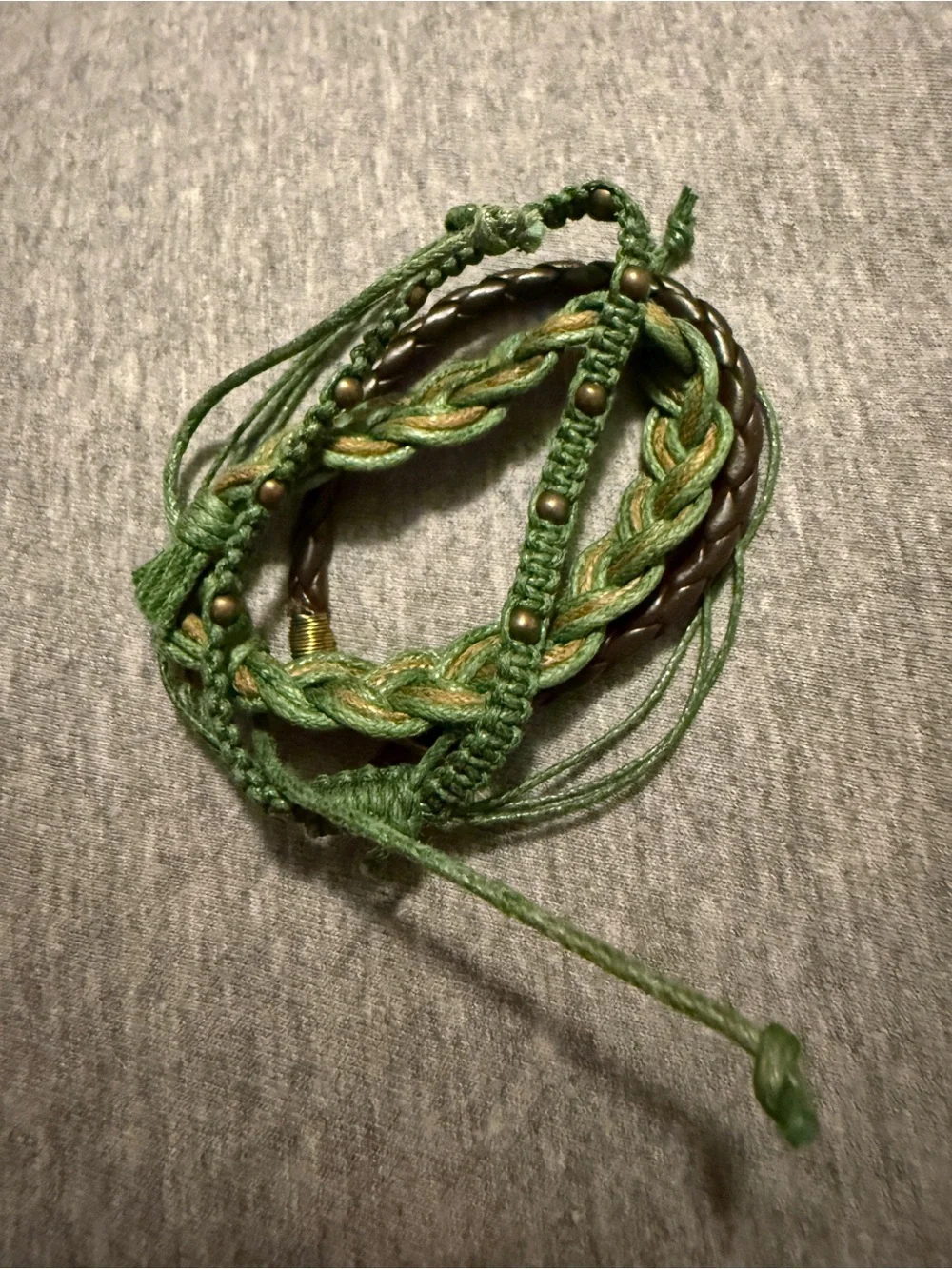 Green Braided Multi-Strand Bracelet